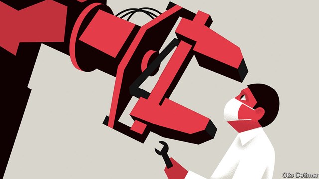 Dịch Covid-19 l&agrave;m dấy l&ecirc;n nỗi sợ m&aacute;y m&oacute;c sẽ đe dọa h&agrave;ng triệu việc l&agrave;m. Ảnh: The Economist